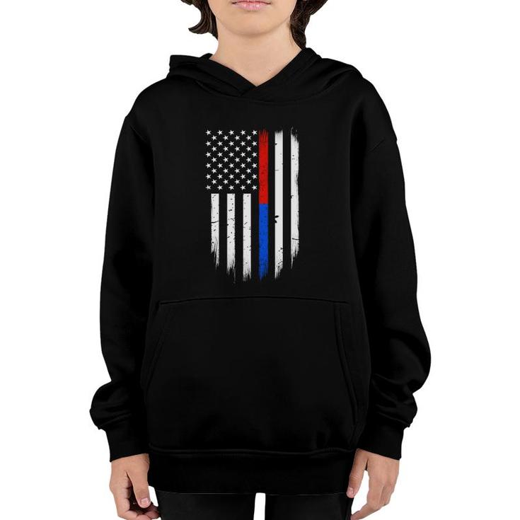 Firefighter Police Flag Thin Red Blue Line Youth Hoodie