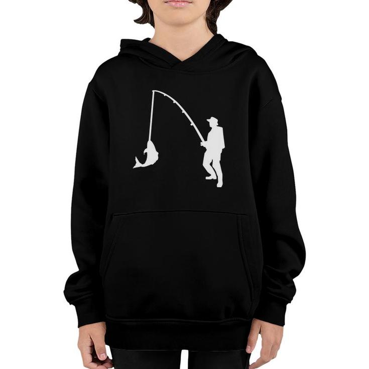 Fisher With Rod And Fish Youth Hoodie