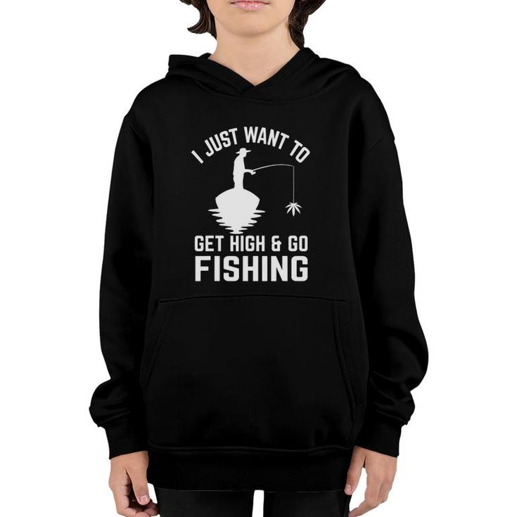 Fishing 365 Get High And Go Fishing Tee Funny Youth Hoodie