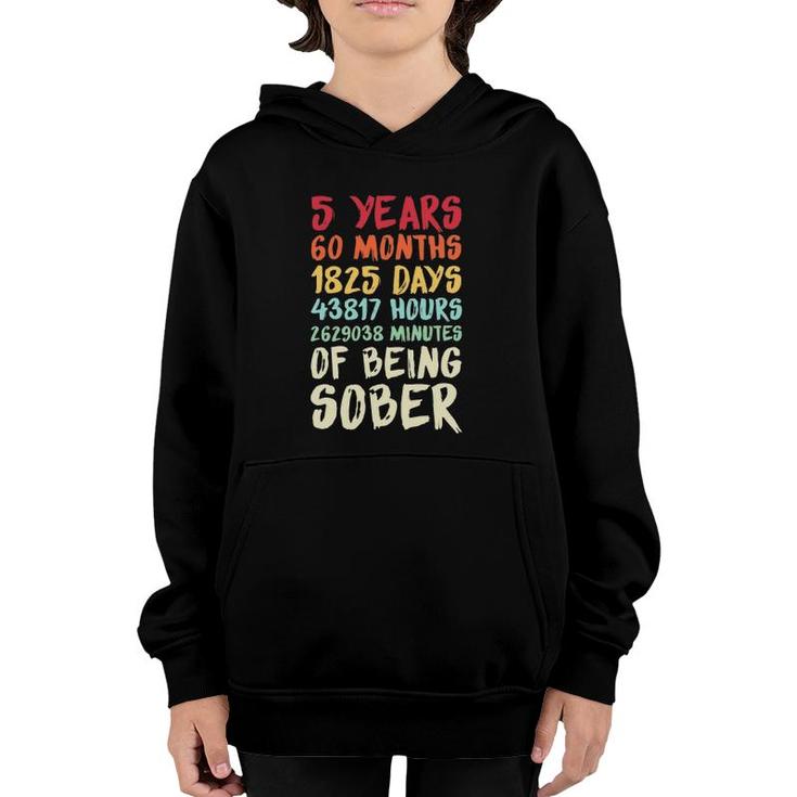 Five Years Clean Addiction Recovery 5 Years Sober Youth Hoodie
