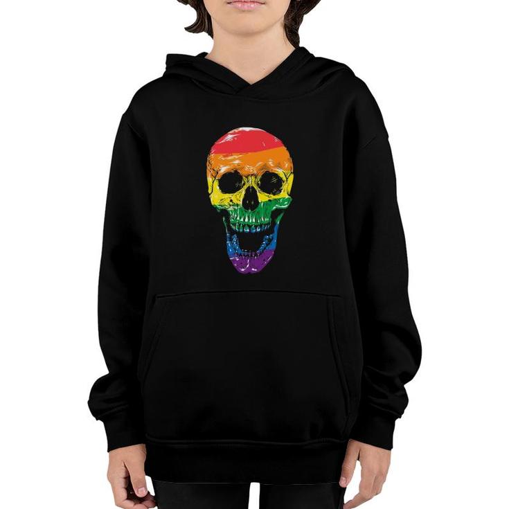 Flag Skull Halloween Gay Pride Month Lgbt Youth Hoodie