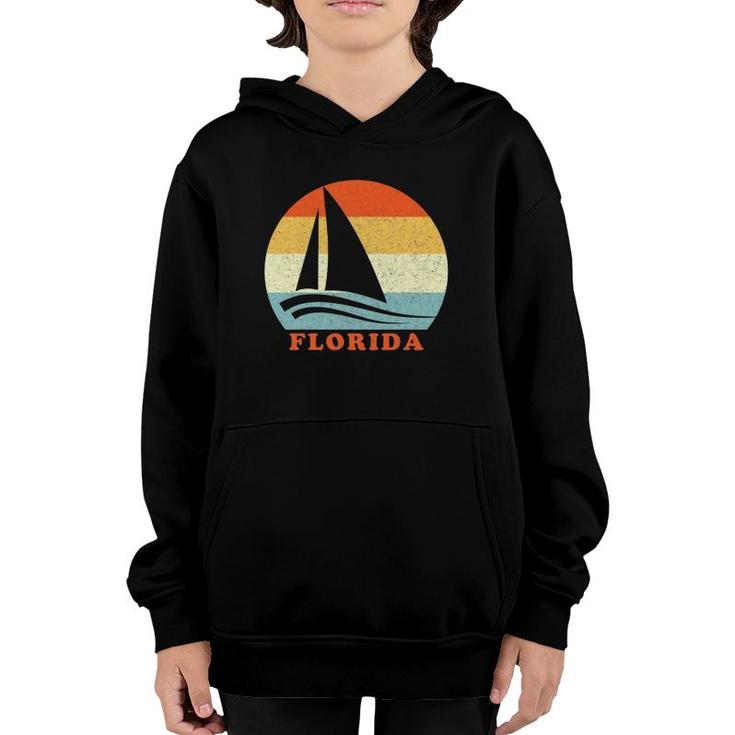 Florida Vacation Vintage Retro Sailboat Youth Hoodie