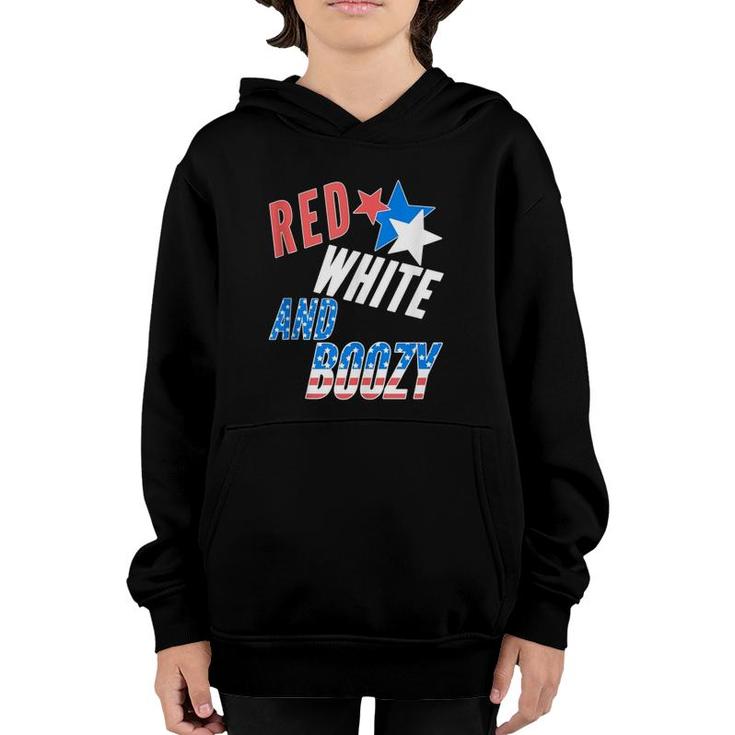 Fourth 4Th Of July Funny Drinking Red White And Boozy  Youth Hoodie