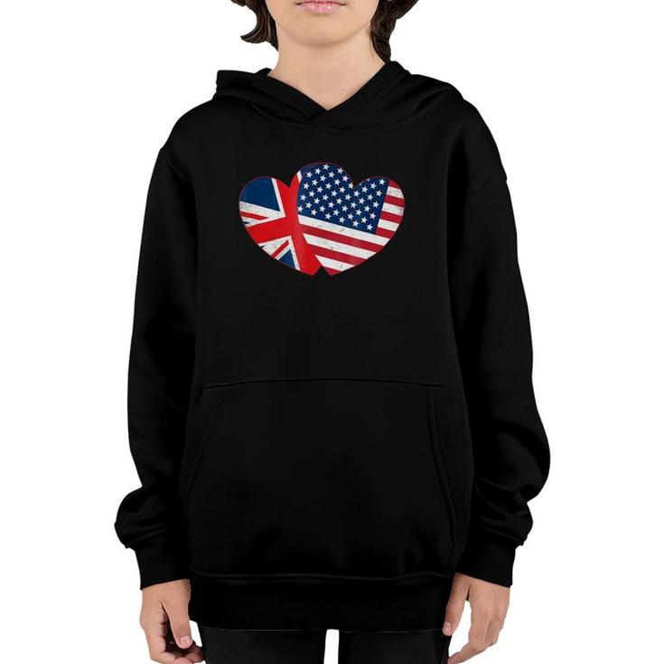 Fourth Of July S British American Flags Hearts Uk Usa Youth Hoodie