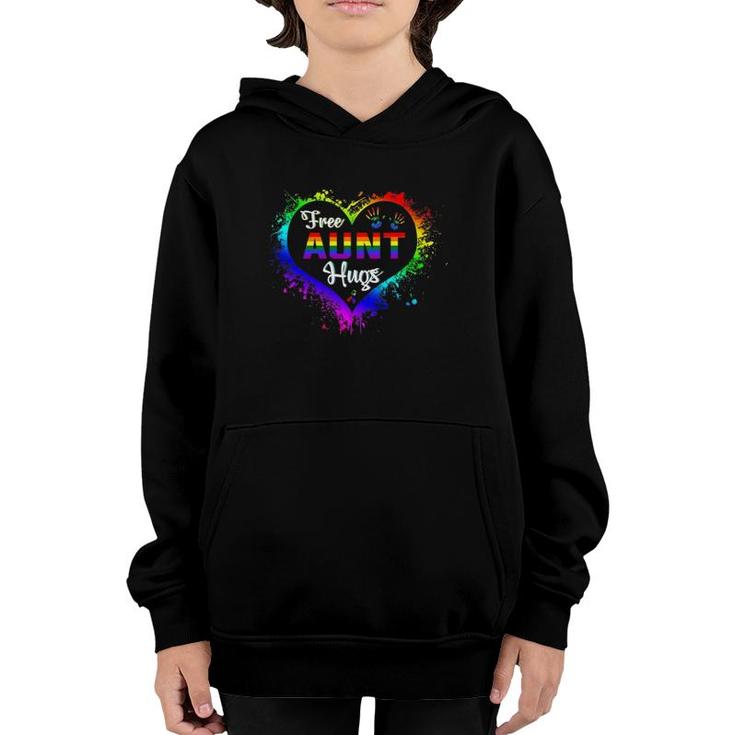 Free Aunt Hugs Lbgt Heart Rainbow Gay Pride Month Gift Youth Hoodie