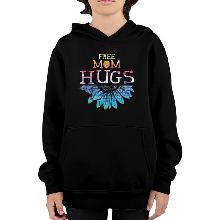 Free Mom Hugs Lgbt Lgbtq Pride Rainbow Sunflower Gift Youth Hoodie