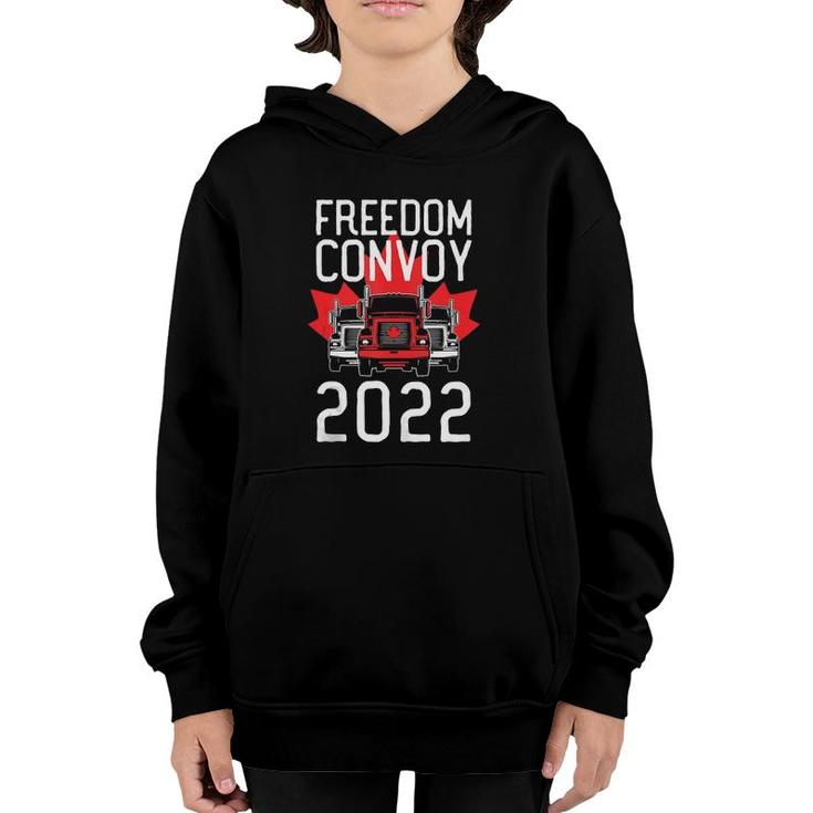 Freedom Convoy 2022 For Canadian Truckers Mandate Support  Youth Hoodie