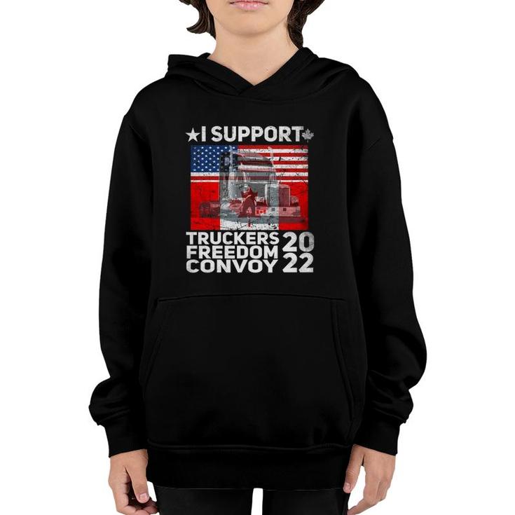 Freedom Convoy 2022 In Support Of Truckers Let's Go Youth Hoodie