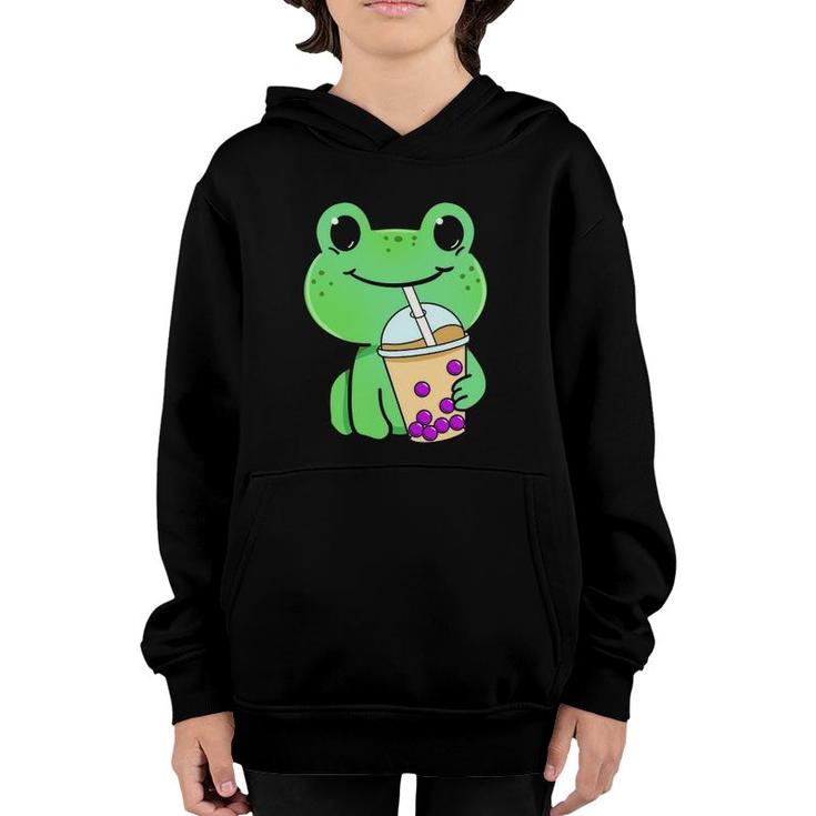 Frog Drinking Bubble Tea Youth Hoodie