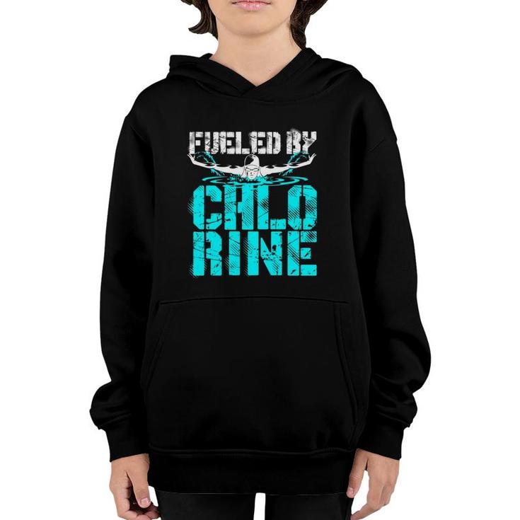 Fueled By Chlorine Swimming Gifts Swimmer Butterfly Youth Hoodie
