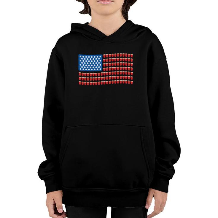 Funny 4Th Of July Beer Pong American Flag Youth Hoodie