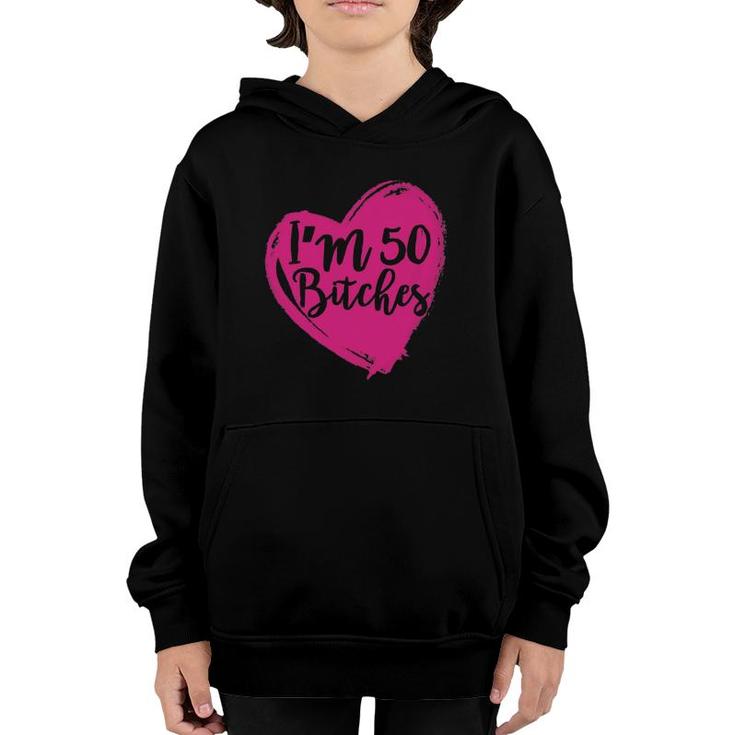 Funny 50Th Birthday I'm 50 Pink Heart Youth Hoodie