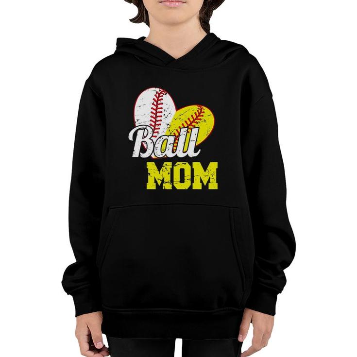 Funny Ball Mom Softball Baseball Outfit For Women Mother's Day Youth Hoodie