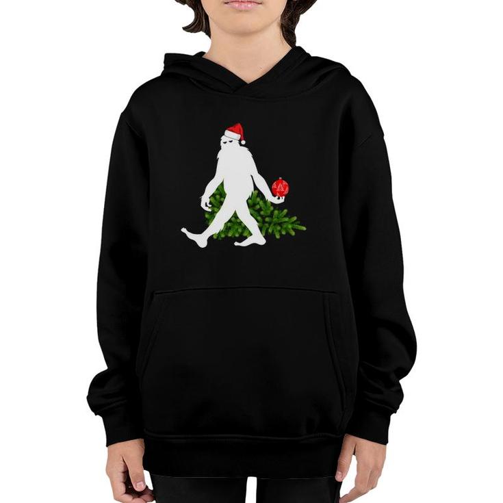 Funny Bigfoot Sasquatch Santa Hat Christmas Tree Ornament Youth Hoodie