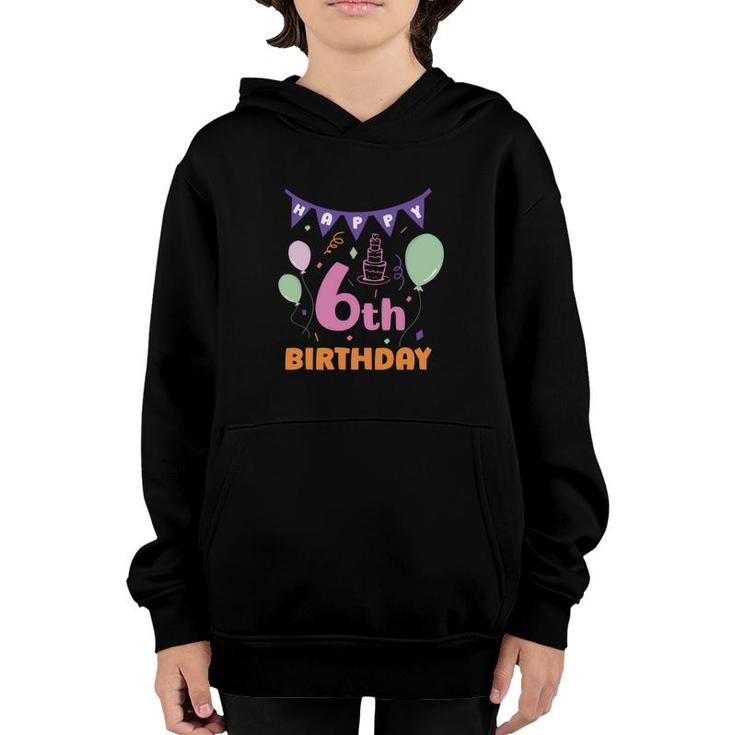 Funny Cool Creative Design 6Th Birthday Colorful Youth Hoodie