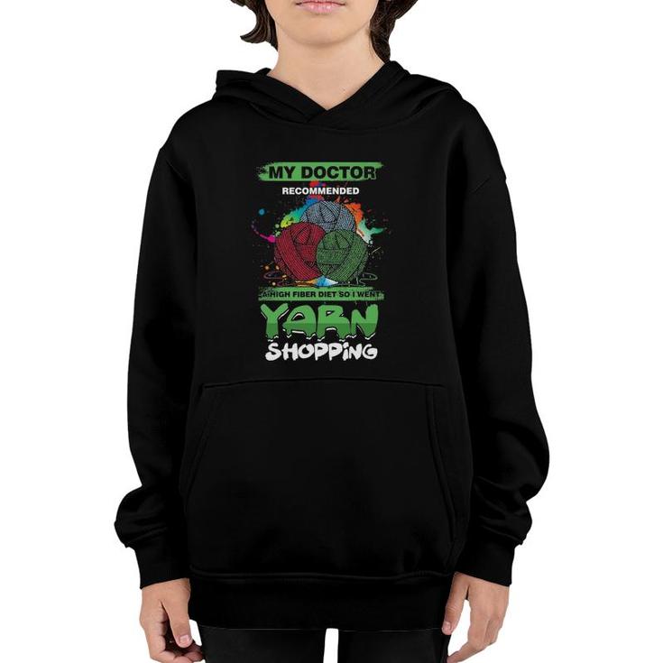 Funny Crocheter Embroidery Yarn Shopping Youth Hoodie