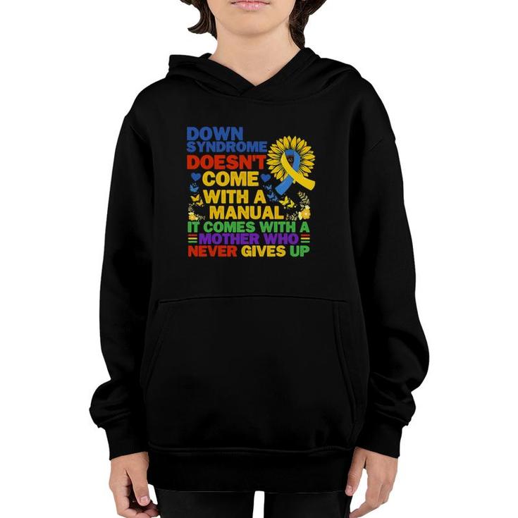 Funny Down Syndrome Yellow And Blue Ribbon Sunflower Youth Hoodie