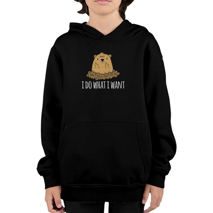 Funny Groundhog Day I Do What I Want Groundhog Gift Youth Hoodie