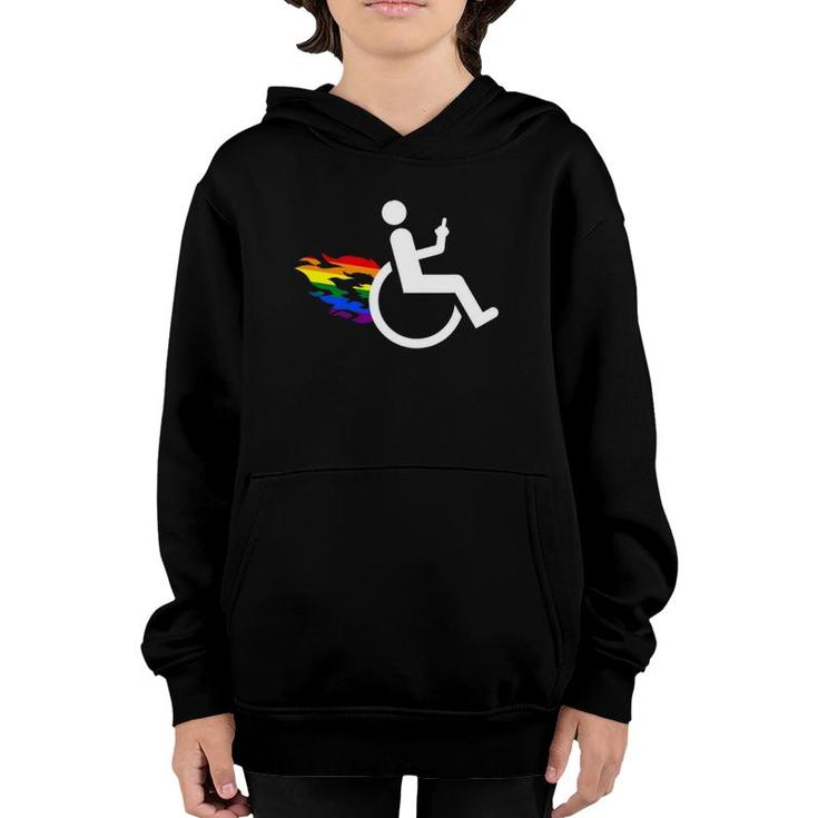 Funny Handicap Disabled Lesbian Amputee Lgbt Gay Wheelchair Youth Hoodie