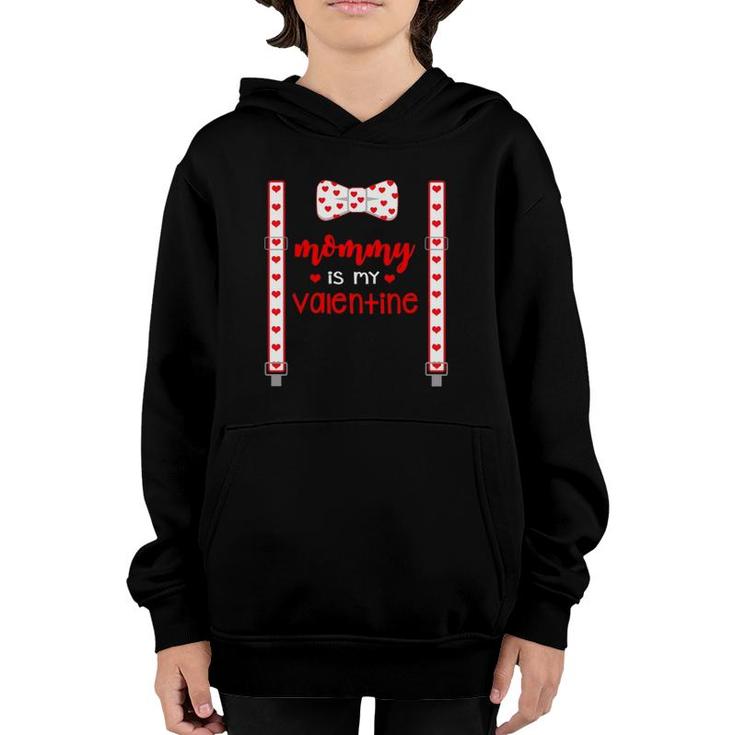 Funny Hearts Bow Tie Costume Mommy Is My Valentine's Day Youth Hoodie