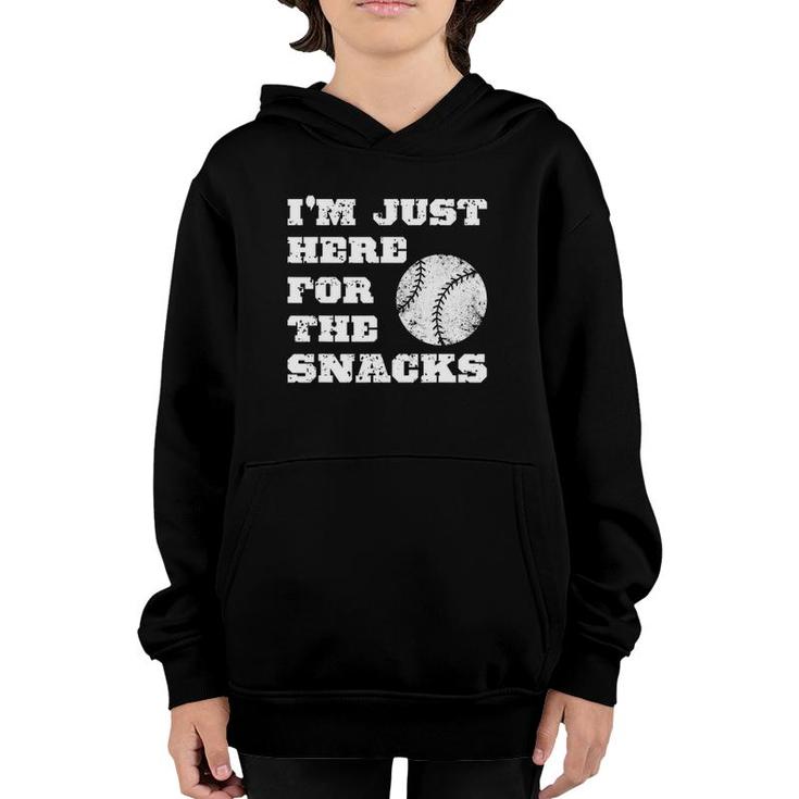 Funny I'm Just Here For The Snacks Baseball Vintage Style Youth Hoodie
