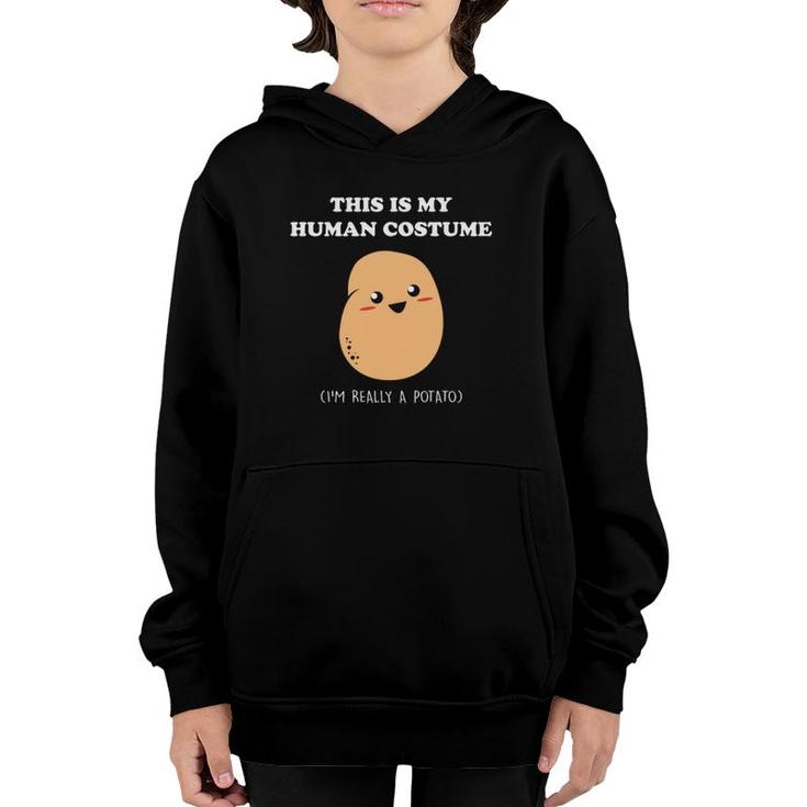 Funny Potato Halloween Gift This Is My Human Costume Potato  Youth Hoodie