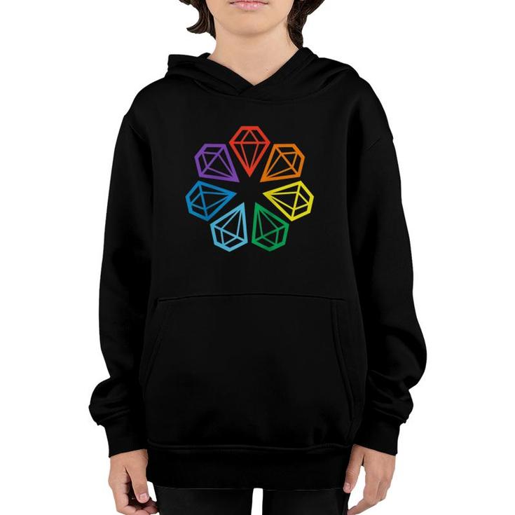 Gay Pride Lgbt Rainbow Minimalist Polygon Diamonds  Youth Hoodie