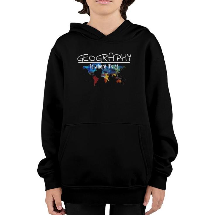 Geography Teacher Earth Day Design Is Where It's At Youth Hoodie