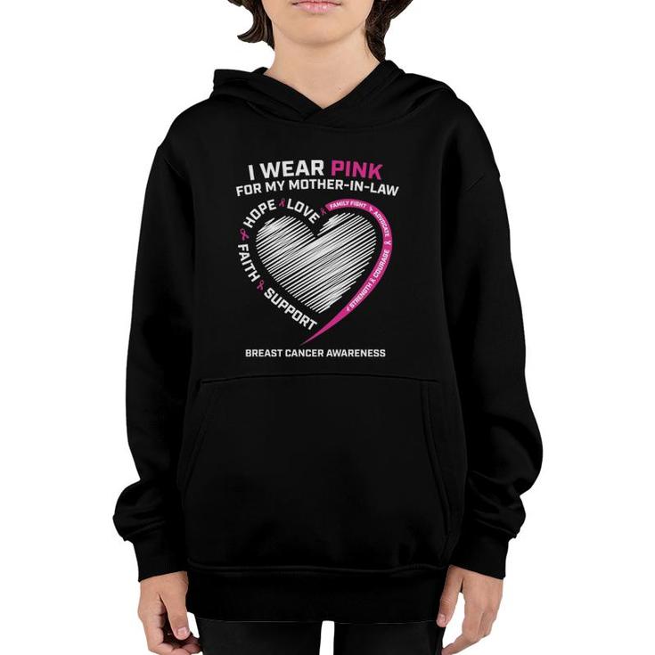 Gifts Wear Pink For My Mother In Law Breast Cancer Awareness Youth Hoodie