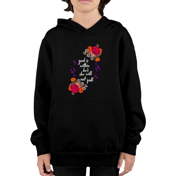 God Is Within Her Biblical Quote Godly Sayings Christian Gift Youth Hoodie