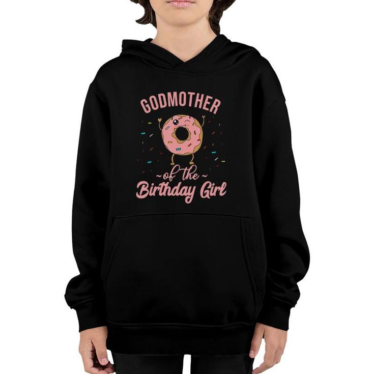 Godmother Of The Birthday Girl Funny Donut Party Quote Pink Youth Hoodie