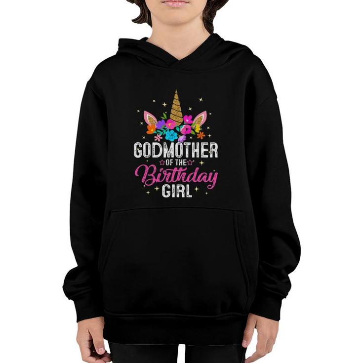 Godmother Of The Birthday Girl Mother Gift Unicorn Birthday Youth Hoodie