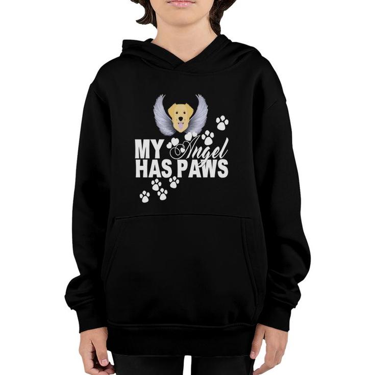 Golden Retriever Dog Gift My Angel Has Paws Love Memorial Youth Hoodie