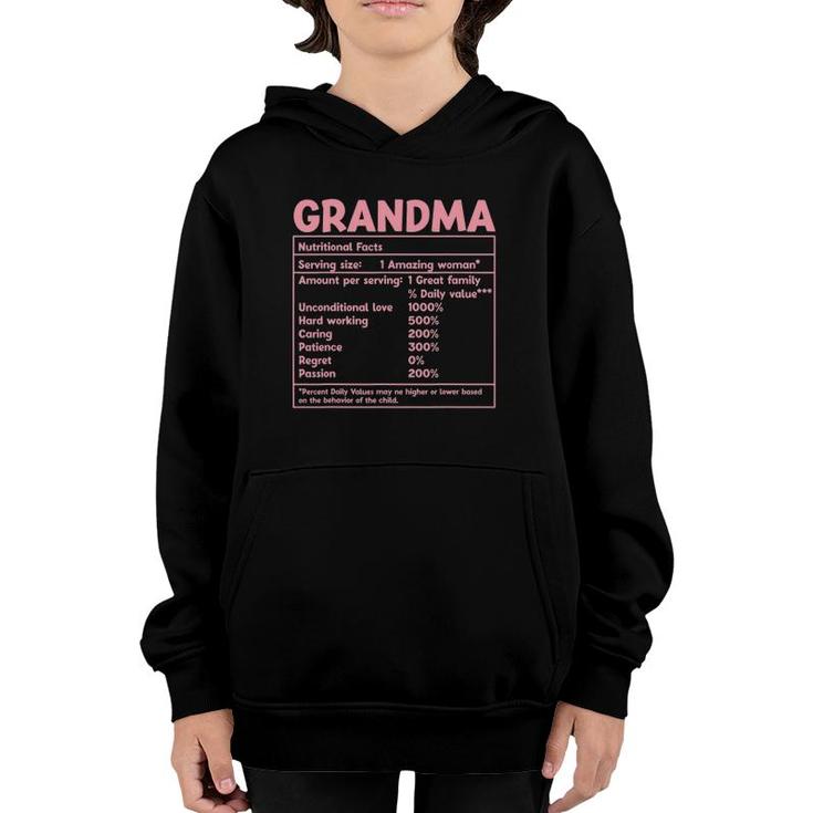 Grandma Nutritional Facts Funny Mother Day Youth Hoodie