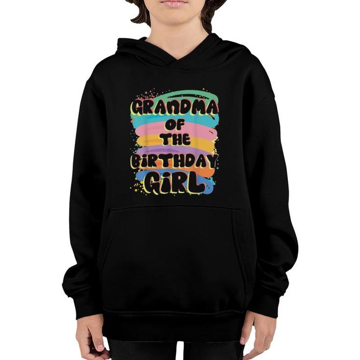 Grandma Of The Birthday Girl Colorful Matching Family Youth Hoodie