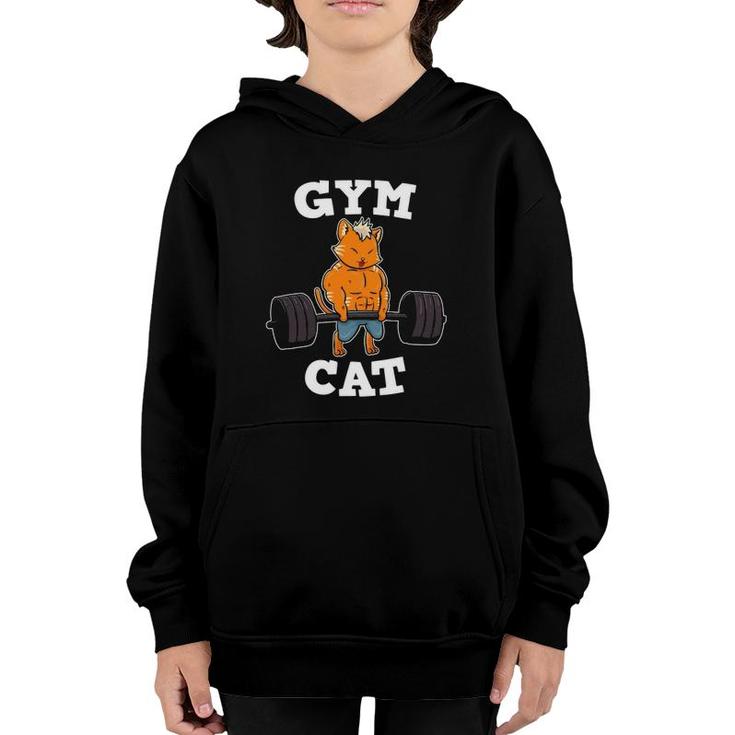 Gym Cat Fitness Deadlift Weights Exercise Kitten Gift Idea Youth Hoodie