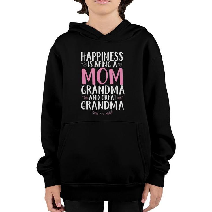 Happiness Is Being A Grandma And Great Grandmother Gift Youth Hoodie