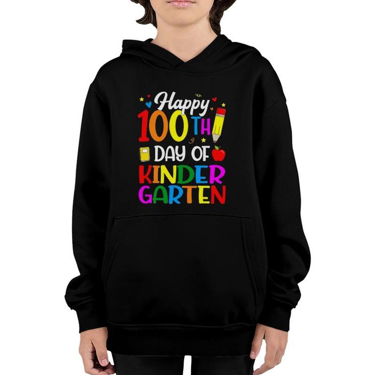 Happy 100Th Day Of Kindergarten Teacher And Student Youth Hoodie