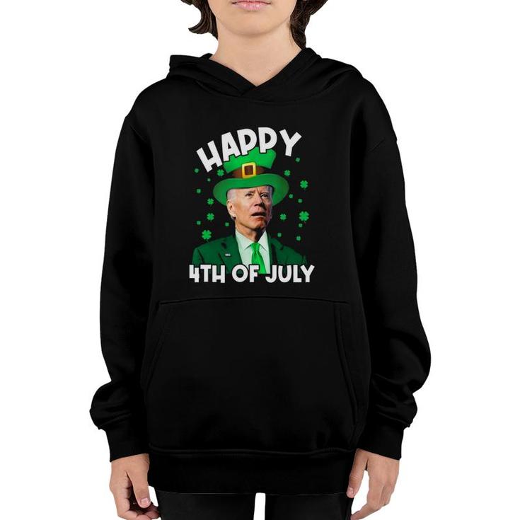 Happy 4Th Of July Biden Leprechaun Shamrock St Patrick's Day Youth Hoodie