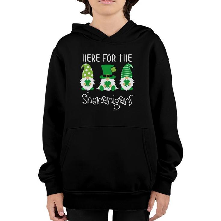 Here For The Shenanigans St Patrick's Day Gnome Youth Hoodie