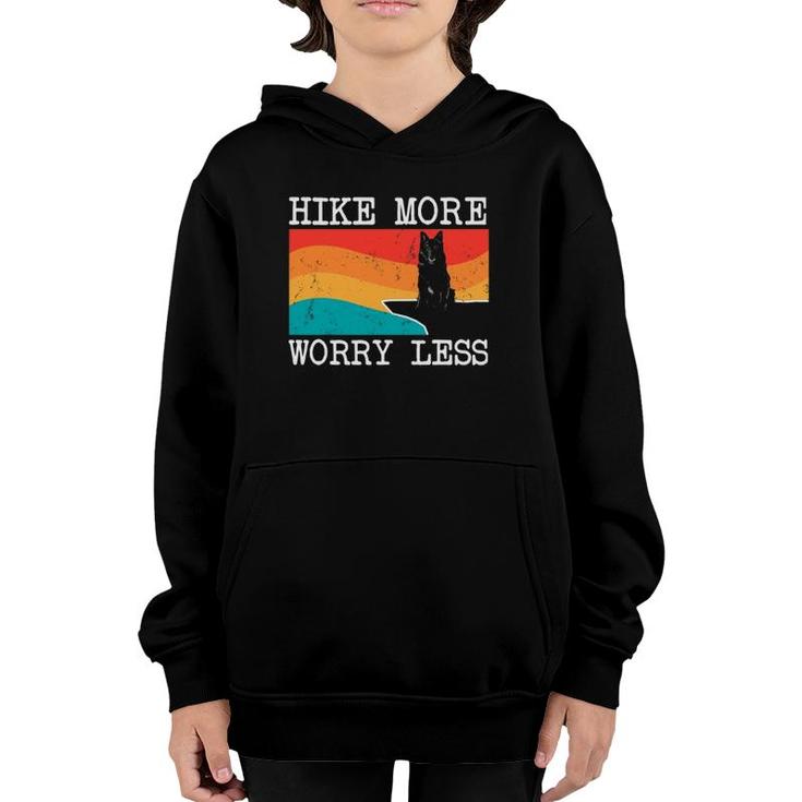 Hike More Worry Less Belgian Sheepdog Graphic Hiking Youth Hoodie