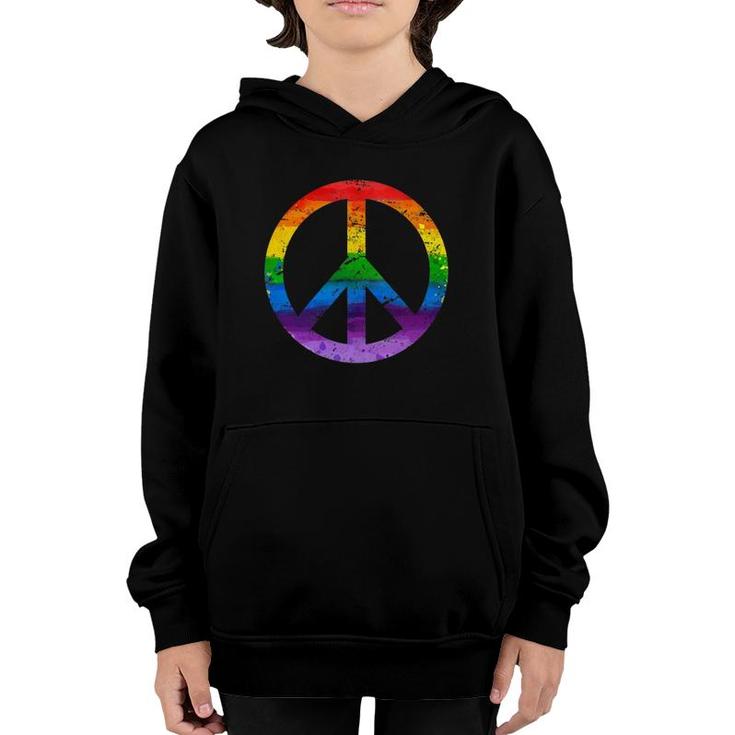 Hippie Peace Sign Lgbt Flag Rainbow Pride Gay Lesbian Flags Youth Hoodie
