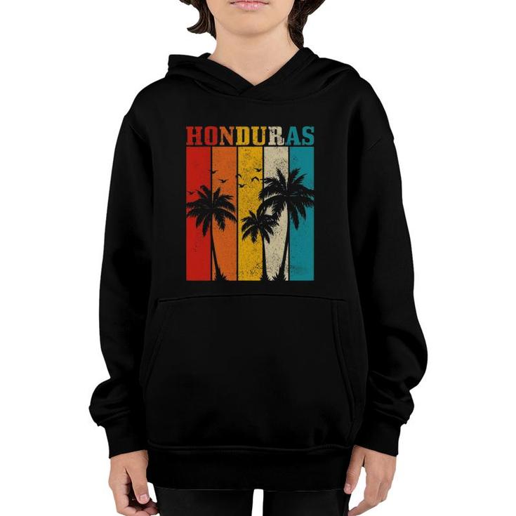 Honduras Vintage Palm Trees Surfer Souvenir Youth Hoodie