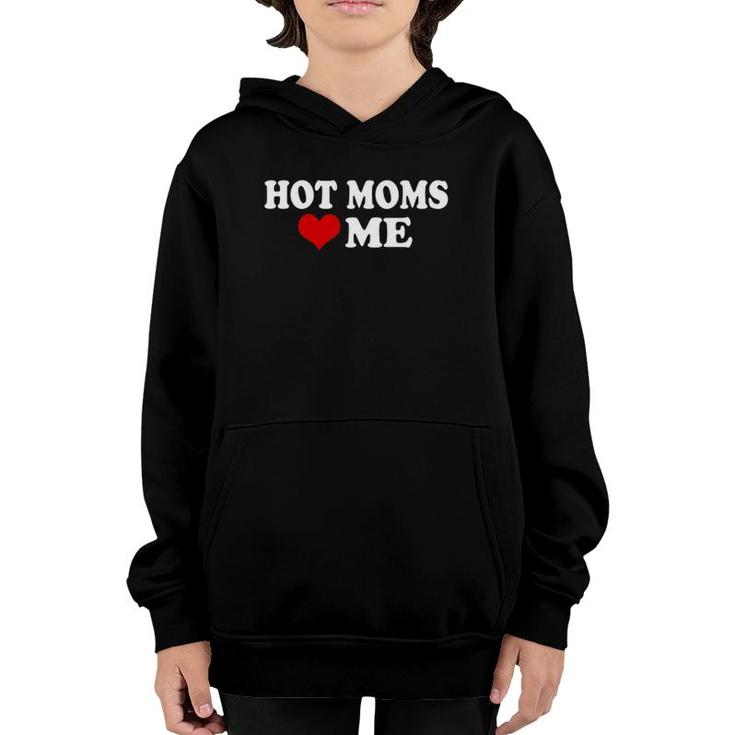 Hot Moms Heart Me Red Heart Funny Youth Hoodie