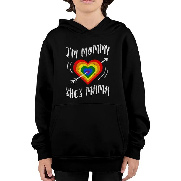 I Am Mommy She's Mama Lgbtq Pride Month Lesbian Parade Youth Hoodie