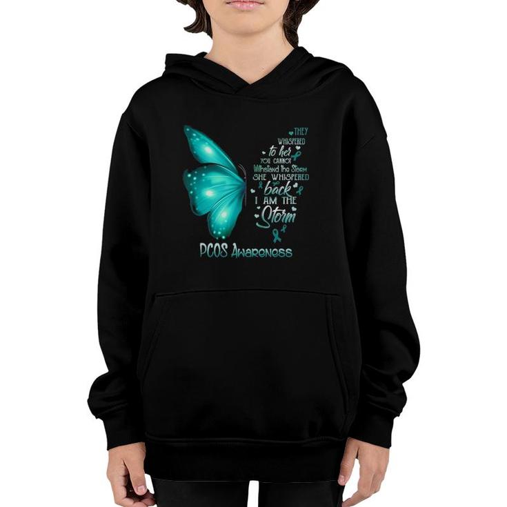 I Am The Storm Pcos Awareness Butterfly Youth Hoodie