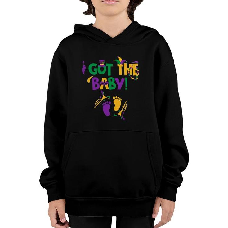 I Got The Baby Mardi Gras Pregnancy Announcement Outfit Youth Hoodie