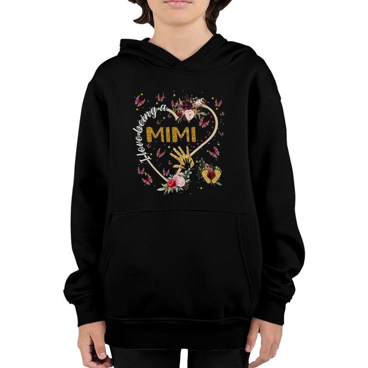 I Love Being A Mimi Heart Floral Mother's Day Mimi Gift Youth Hoodie
