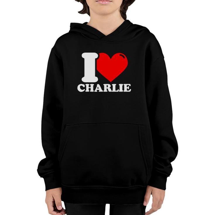 I Love Charlie Red Heart Gift Youth Hoodie