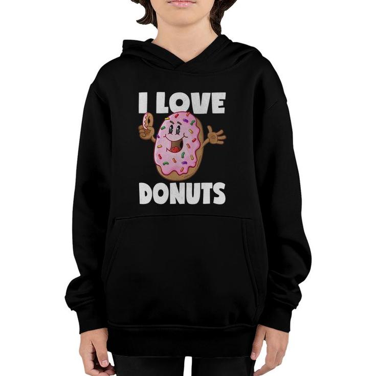 I Love Donuts Funny Vintage Baked Fried Donut Love Youth Hoodie